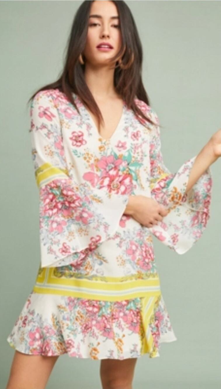 Anthropologie Moulinette Soeurs Alyn Silk Floral Tunic Dress | 4 Cottagecore EUC